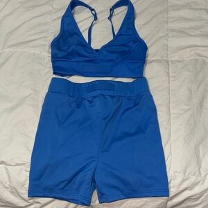 Luxe Electric Blue Athletic Bralette & Shorts Set
